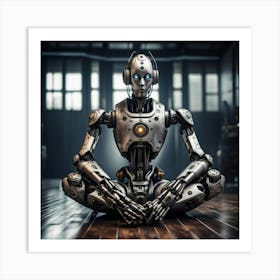 Meditating Robot Art Print