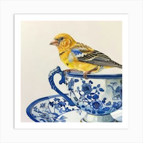 Bird On A Teacup Art Print