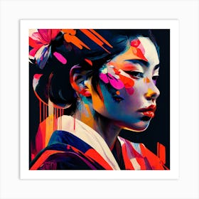 Abstract Geisha Fine Art Style Portrait 6 Art Print