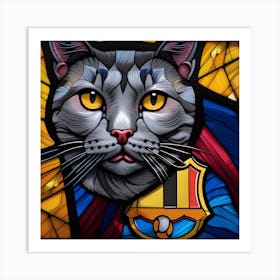 Cat, Pop Art 3D stained glass cat Barcelona limited edition 52/60 Art Print