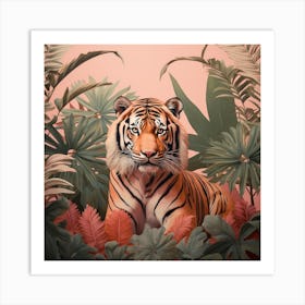 Tiger 5 Pink Jungle Animal Portrait Art Print