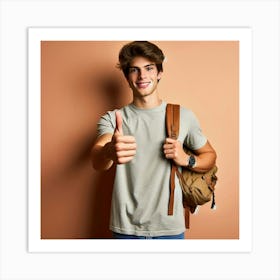 Young Man Giving Thumbs Up Art Print