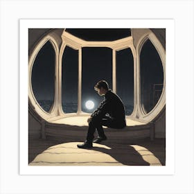 Man Looking Out A Window Art Print