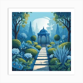 Graphic Design Blue Garden Art 2 Art Print