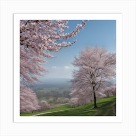 Cherry Blossoms On A Hill Art Print