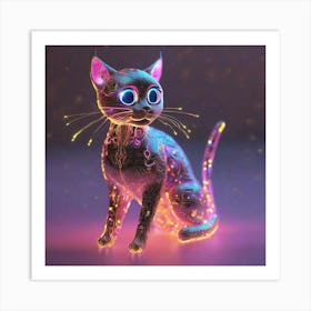 Neon Cat Art Print