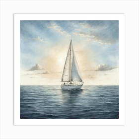 Sailboat At Sunset Art Print