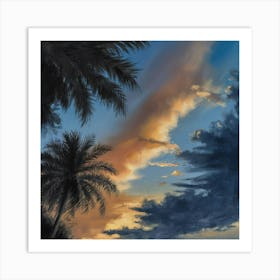 Sunset Over Palm Trees 1 Art Print