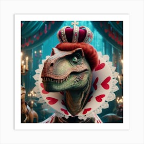 T - Rex Queen of Hearts Art Print