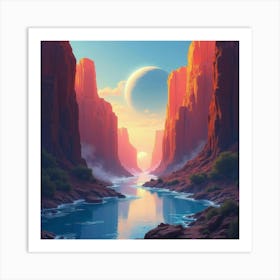 Titan S Roar Echoing Through A Vivid Watercolor Canyon 1 Art Print