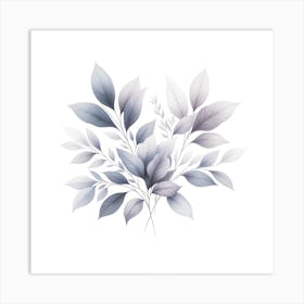 Gray And White Leaves Art Print