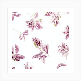 Purple Leaves On White Background Art Print