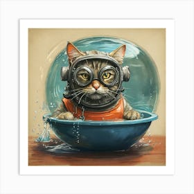 Cat In A Bowl 1 Art Print