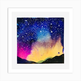 Watercolor Northern Lights Norway Art Print