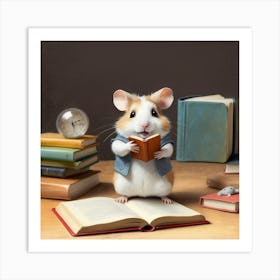 Hamster Reading A Book 18 Art Print