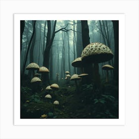 Mushrooms In The Forest 16 Art Print