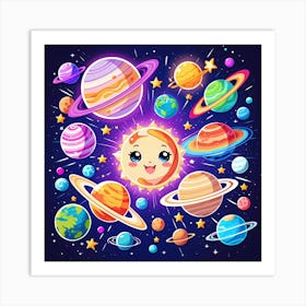 Cartoon Planets Art Print