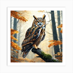 Owl In The Forest 190 Art Print