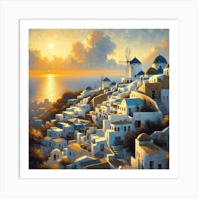 Santorini At Sunset Art Print