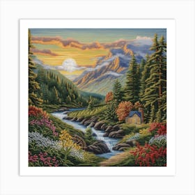 Valley At Sunset Art Print