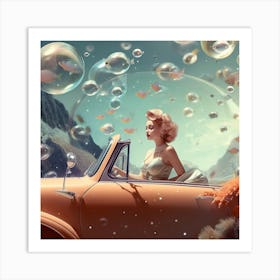 Woman In A Car Art Print