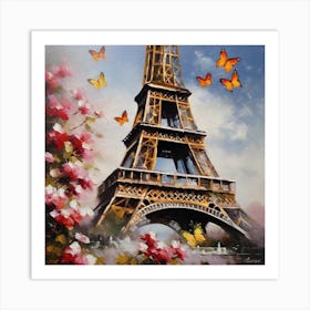 Paris With Butterflies 45 Art Print