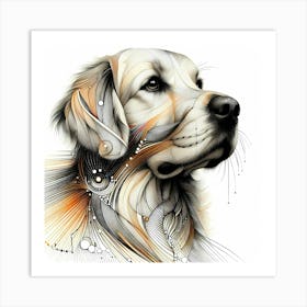 Labrador - Abstract Line Art Illustration 247 Art Print