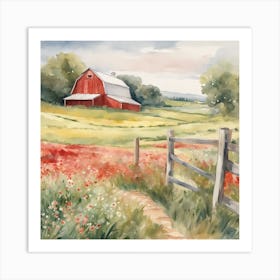 50859 Watercolor Painting Of A Rolling Countryside, With Xl 1024 V1 0 Art Print