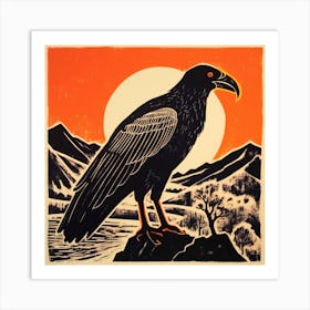 Retro Bird Lithograph California Condor 3 Art Print