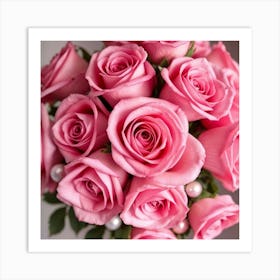 Bouquet Of Pink Roses Art Print