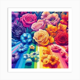 Rainbow Roses Art Print