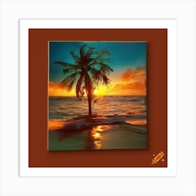 Palm Tree At Sunset 1 Art Print