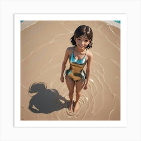 Girl In A Swimsuit Art Print