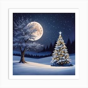 Christmas Tree In The Snow Art Print