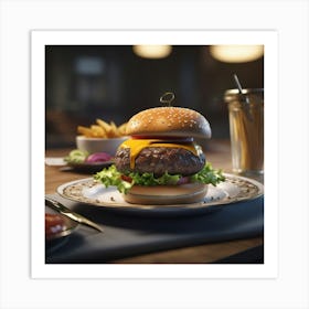 Hamburger On A Plate 157 Art Print