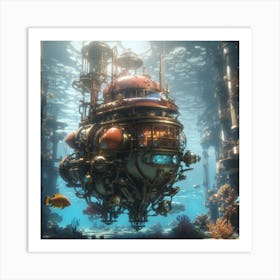 An Underwater Steampunk City 1 Art Print