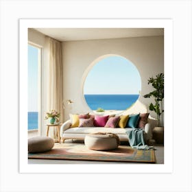 Living Room With Ocean View Art Print