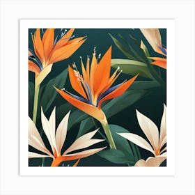 Flower of Bird of Paradise, Vector art Art Print