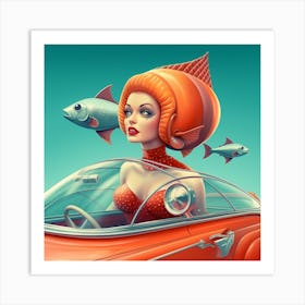 Girl In A Car 6 Art Print