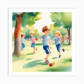 Children Playing In The Park Art Print