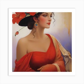 Lady In Red Art Print