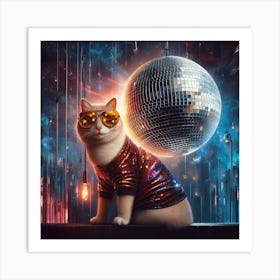 Disco Cat 2 Art Print