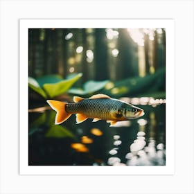 forest Fish In A Pond in a forest Art Print