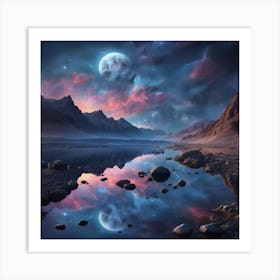 Moonlight In The Mountains Art Print