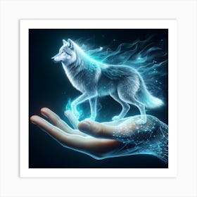 Holographic Wolf spirit Art Print