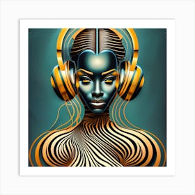 Dj Girl With Headphones 3 Art Print