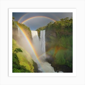 Rainbow Over The Falls paintings art print Art Print