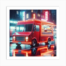 Food Truck At Night Art Print