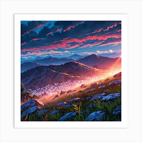 Sunset On A Hill Art Print