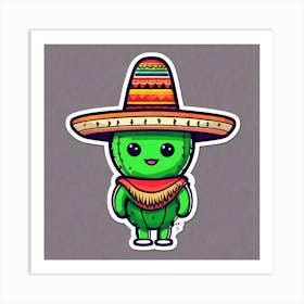 Cactus With Sombrero 1 Art Print